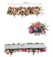 Desain Baru 3D Bunga Runner Bunga Garland Pernikahan Table Runner Buatan Mawar Bunga Baris untuk Bunga Perbatasan Dekorasi Pernikahan