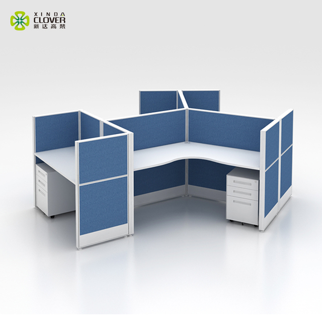 Custom Contemporary Office Cubicles 120 Degree Workstation Modular Furniture Partition Extendable Wood Panel Style