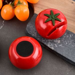 Custom Logo UV Printed Mini Tomato <b>Knife</b> <b>Sharpener</b> Persimmon-Shaped Red Professional Multi-Grit Ceramic Stainless Steel - Product Image 2