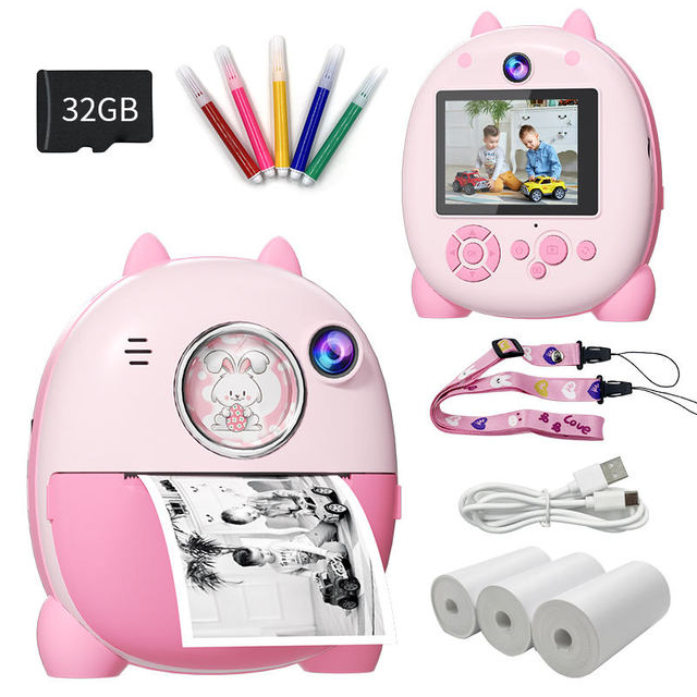 HD Dual Lens Children Instant Print Camera Ink-Free Black and White Printing Outdoor Play Digital Camera for Kids Camera
