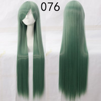 Wig Cosplay Lurus Panjang Hitam Ungu Hitam Merah Pink Biru Coklat Tua 100 Cm Wig Rambut Sintetis