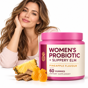 Gomitas Probióticas <span class=keywords><strong>para</strong></span> Mujer de Marca Privada con 400mg de Olmo Resbaladizo <span class=keywords><strong>y</strong></span> 100mg de XOS, Sabor Piña, 60 Unidades, Equilibrio del pH Vaginal, OEM ODM - Product Image 1