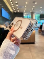 Coques de téléphone portable personnalisées en TPU de luxe, transparentes, étanches, antichoc, avec paillettes et aimants, vente en gros d'usine