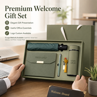 Coffret cadeau de bienvenue pour employés avec parapluie pliable, stylo, clé USB, bouteille isotherme et sac cadeau