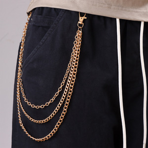 Cadena de pantalón multicapa dorada de aleación de zinc, estilo hip hop, para uso diario. - Product Image 1