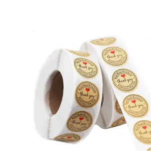 1 polegada Rodada Kraft Papel Artesanal com Amor Adesivos Rolo Obrigado Etiqueta Adesivos Para Presente Sacos De Casamento Ação de Graças
