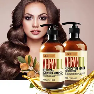 Champú acondicionador grueso para el cabello con etiqueta privada de nuez marroquí y botella de acondicionador champú para el cabello para champú con aceite de argán