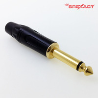 Connecteur audio jack 1/4 stéréo TS mono en alliage de zinc, courant nominal 10A, embout plaqué or, noir, 100V