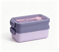 Boîte à lunch isotherme en acier inoxydable avec couverts, double couche, grande capacité, pour pique-nique et camping