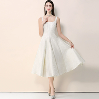 Robe trapèze élégante vintage jacquard à taille haute et grande ampleur pour femme, style français personnalisé