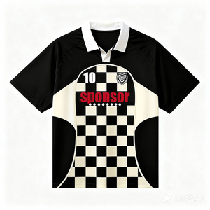 Boxy Vintage Voetbal Jersey Hechtdraad Custom Polyester Lichtgewicht Snel Droog Zwart En Wit Retro Voetbalshirt Met Polo - Product Image 1
