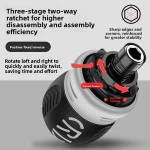 Tournevis magnétique à cliquet ultra-court, double usage, à double embout (croix et Torx) et à tête de radis - Product Image 3