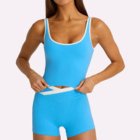 Ensemble 2 pièces de shorts de cyclisme style européen et américain, séchage rapide, respirant, taille haute, bretelles croisées, avec bordure contrastante