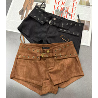 Ensemble 2 pièces sexy vintage Y2K en daim ajouré avec haut dos nu et short ultra court pour femme