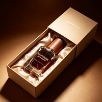 Flacon de parfum rectangulaire de luxe en verre transparent avec bouchon en bois, gravure de logo personnalisée, vide, rechargeable, avec pulvérisateur, coffret cadeau pour homme