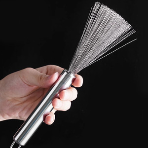 Stainless Steel Pot Brush Long Handle Steel Wire Kitchen Cleaning Brush For Dishware And Cookware - Product Image 1