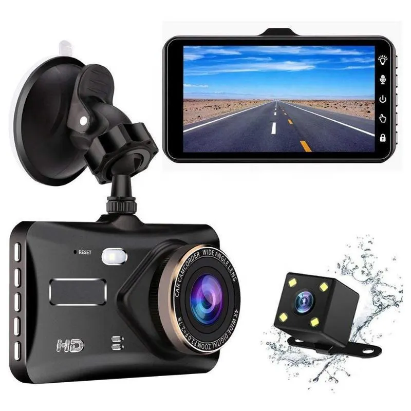 Best 1080P FHD Night Vision 4" Touch Screen Dual Lens Camera Front And Rear Dash Cam For Car