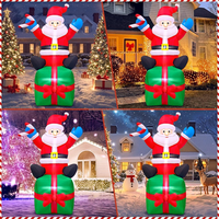 Père Noël gonflable de 6 pieds avec boîte cadeau et lumière LED, décoration de Noël gonflable pour la cour, le jardin, la maison, les fêtes de fin d'année
