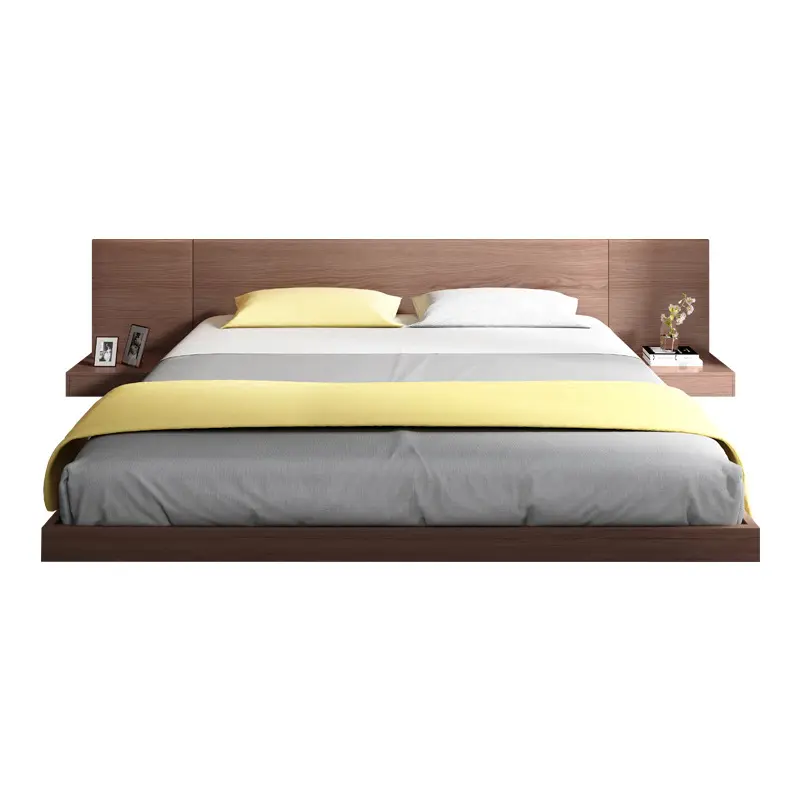 Cama king size moderna y sencilla con almacenamiento, marco de cama doble individual de estilo japonés, habitación de alquiler de loft, cama baja, muebles para el hogar