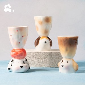 CONGSTUDIO Tasse en céramique faite à la main motif dessin animé <span class=keywords><strong>Verre</strong></span> à vin créatif pour fille Nouveau cadeau de mariage, d'anniversaire ou de Nouvel An - Product Image 1