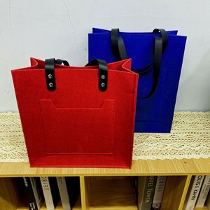 Sac fourre-tout en feutre 32x28x14cm Rouge Carré Sac cadeau promotionnel non tissé - Product Image 3