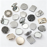 Nouveau miroir de maquillage pliable de poche, mini, portable, en métal antique, rond, simple, avec logo personnalisé, pour femmes, cadeau