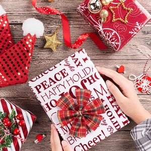 Custom Eco-Friendly Happy Holiday Red <b>White</b> Pattern Metallized <b>Wrapping</b> <b>Paper</b> Roll 76CM Double-Sided Coated Digital Packaging - Product Image 6