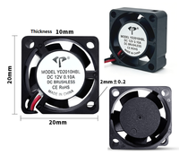 Ventilateur de refroidissement micro sans balais DC 2010 5V 12V 20*20*10 mm à roulement à billes silencieux, ventilateur axial DC carré pour projet PCB, projecteur, drone