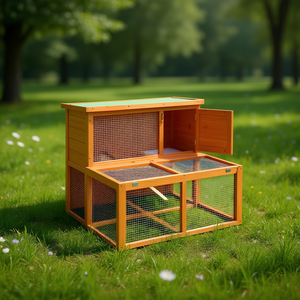 Casa para Conejos de Madera Maciza de Pino, 40.2x35.4x33.3 Pulgadas, Color Marrón, Mueble para Mascotas de Exterior, Duradero, Tamaño Mediano - Product Image 2