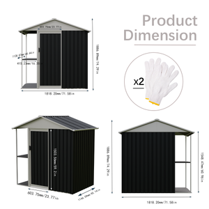 Caseta de jardín metálica con estanterías, 6 x 4 pies, con puerta de lamas, para almacenamiento exterior en patio y jardín, desde almacén de EE. UU. - Product Image 2