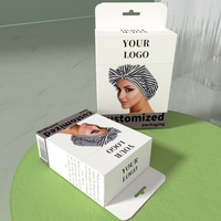 Boîte à bonnets en satin personnalisable avec logo privé, boîte à bonnets pour tresses, durags en soie, emballage en papier, boîte de présentation pliable pour bonnets