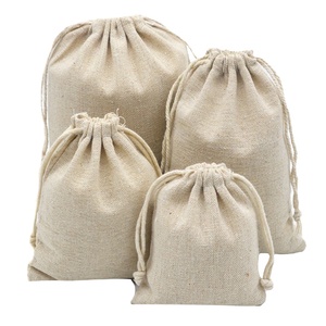 Petite pochette en lin calicot recyclé avec logo personnalisé, couleur naturelle, sac à bijoux promotionnel avec design d'entreprise - Product Image 1