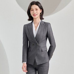 Blue Striped Suit Men Women Work Uniform Autumn Winter Thickening Polyester Professional Manager Formal Wear - Product Image 2