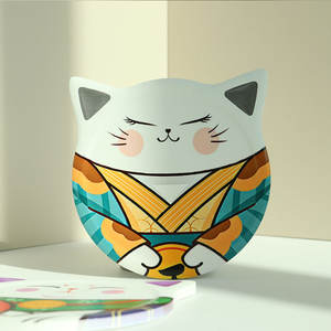 แผ่นรองแก้วเซรามิกรูปแมวน่ารัก พิมพ์ลายดิจิทัล กันลื่น ใช้สำหรับแก้วชา ของขวัญส่งเสริมการขาย ปี 2024 - Product Image 3