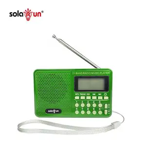 Solar Rechargeable Pocket Radio FM AM SW MP3 SD Card Slot Portable Li-ion Battery