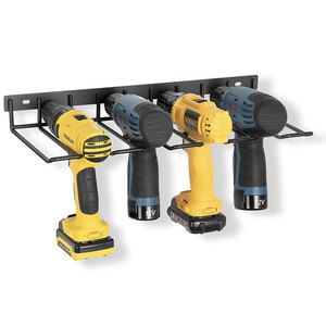 رف منظم أدوات يدوي مثبت على الحائط معدني ، حامل مثقاب 4 فتحات للخدمة الشاقة ، رف تخزين لاسلكي مُجمع بالكامل - Product Image 1
