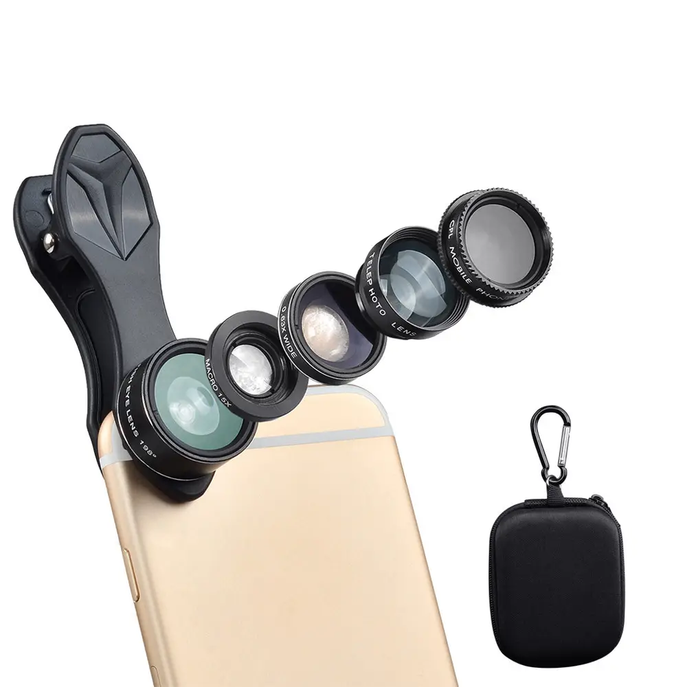 198 Degree 5in1Fisheye Phone Lens Mobile Lens wide angle Telescope Macro CPL Lens Smartphone Cellphone