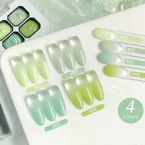 Gel para decoración de uñas con diseño de cuatro cuadrículas para primavera y verano, ideal para mezclar y pintar con efecto degradado. Curado con LED, sin necesidad de lavado, arte de uñas DIY - Product Image 1