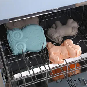 Muffa della tortiera del biscotto del Silicone a forma di animale 3D del Bakeware della cucina della muffa del bigné di 4 pezzi per microonde