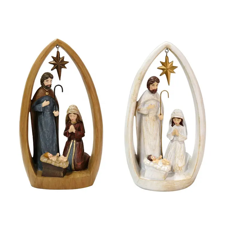Religious culture Resin hand painted holy family statue of Christ baby Jesus desk gift decorations Crafts