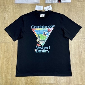 Camiseta Negra Casablan Beyond <span class=keywords><strong>Destiny</strong></span> - Camiseta Unisex de Algodón Oversize con Cuello Redondo, Gráfico de Mariposa Triangular Colorido, Estilo Urbano - Product Image 1