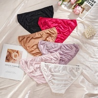 Culottes pour femmes en soie glacée Taille moyenne Culotte triangle à nœud avec entrejambe en coton, Sous-vêtements sexy confortables pour filles