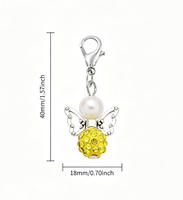 Porte-clés ange gardien tendance avec perles de strass colorées scintillantes, fausse perle et pendentif aile, décoration de sac à main, cadeaux de Saint-Valentin