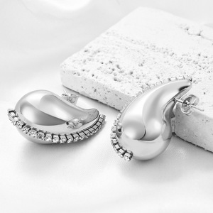 Pendientes de gota de 20 mm con circonita de una sola fila, acero inoxidable, con tachuelas de oro de 18 quilates para mujer, pendientes colgantes de moda para fiesta. - Product Image 3