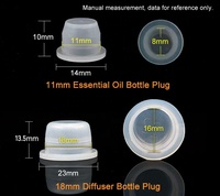 Bouchon intérieur en plastique semi-transparent de 11 mm en forme de bol pour flacon d'huile essentielle en verre de 18 mm