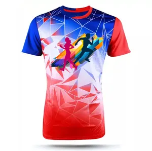 100% Poliéster Projete Seu Próprio Completo All Over Impressão Correndo Sport Tshirt Dry-Fit T Shirt Custom Sublimation T-Shirt