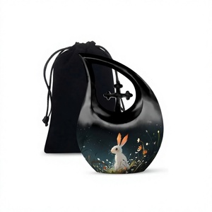 Vente chaude grande urne adulte de crémation de lapin blanc en aluminium larme pour les cendres humaines grande urne croisée avec sac en velours gratuit - Product Image 1
