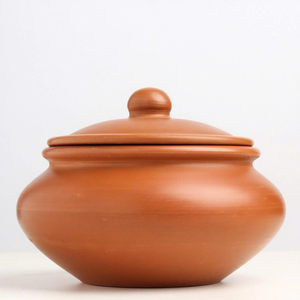 <b>Handmade</b> Terracotta Curd Pot With Lid Traditional Clay Dahi Handi Folk Art <b>Pottery</b> Home Decoration - Product Image 1
