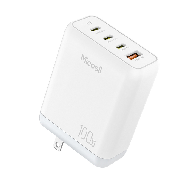 Miccell 100W GaN Fast Charger with PD 3.0 & QC Protocols OVPPhones Charges for Certified US Plug for Laptops and Mobile Phones