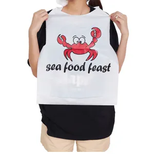 Good Quality Logo Printed Disposable Restaurant Paper Bibs Lobster Restaurant Aprons For Adults Disposable Bibs